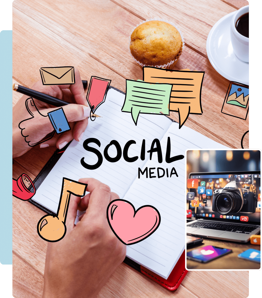 Digital marketing team expertly managing and optimizing social media channels to boost engagement and brand awareness.